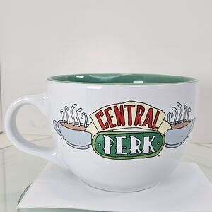 FRIENDS Central Perk Mug 24 Oz Large Ceramic White Green Red